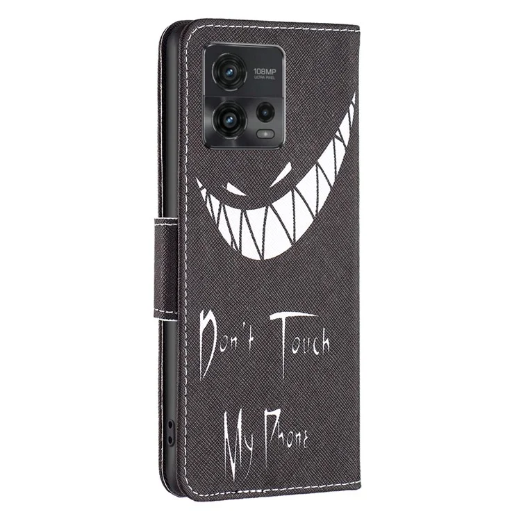 Série de Impressão de Padrão de Couro BF para Motorola Moto G72 4G Capa de Telefone de Couro PU Antirrisco Padrão Impresso Fecho Magnético Carteira Suporte Flip - Não Toque no Meu Telefone