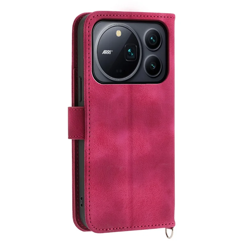 For Honor Magic9 Pro Max 5G Wallet Case Flower Pattern PU Leather Phone Cover with Strap - Wine Red