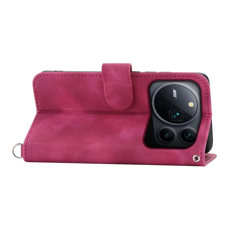 For Honor Magic9 Pro Max 5G Wallet Case Flower Pattern PU Leather Phone Cover with Strap - Wine Red