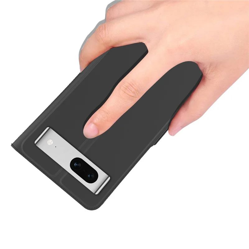 Flip Folio Phone Cover For Google Pixel 7 5G Funda de teléfono de piel sintética con soporte y tarjetero para interior de TPU magnético anti-caídas - Negro