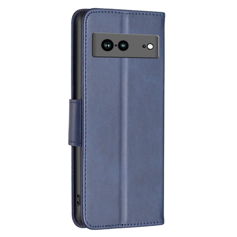 For Google Pixel 7a Case Smooth Leather Wallet Stand Mobile Phone Cover with Strap - Blue