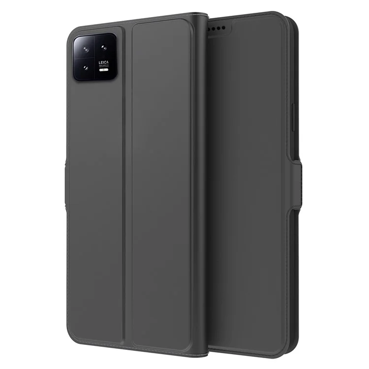 Magnetic Stand Phone Case For Xiaomi 13 5G PU Leather Anti-shock Flip Folio Phone Cover Card Holder Inner TPU Shell - Black