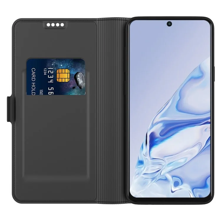 Magnetic Stand Phone Case For Xiaomi 13 5G PU Leather Anti-shock Flip Folio Phone Cover Card Holder Inner TPU Shell - Black
