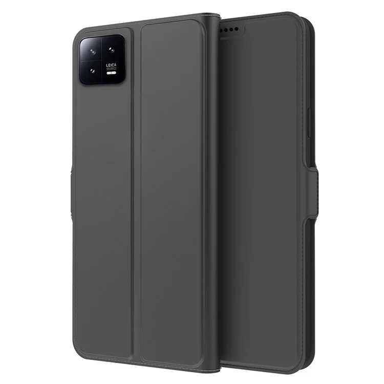 Para Xiaomi 13 Pro 5G PU Folio Folio Topicapiés Topicultor TPU Inter - Negro