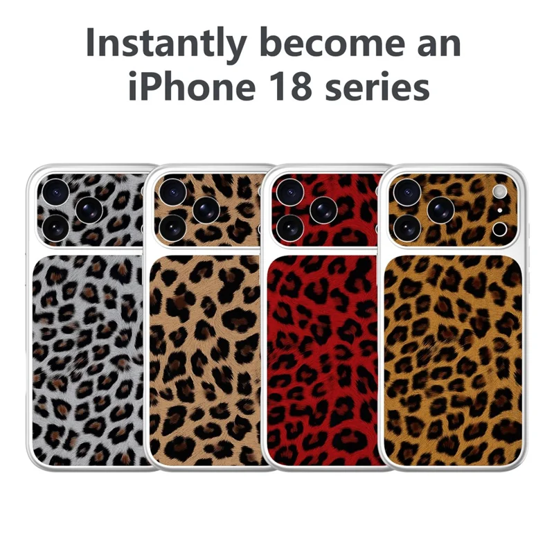 For iPhone 18 Pro / 17 Pro Case Leopard Print PU Leather Phone Back Cover - Silver