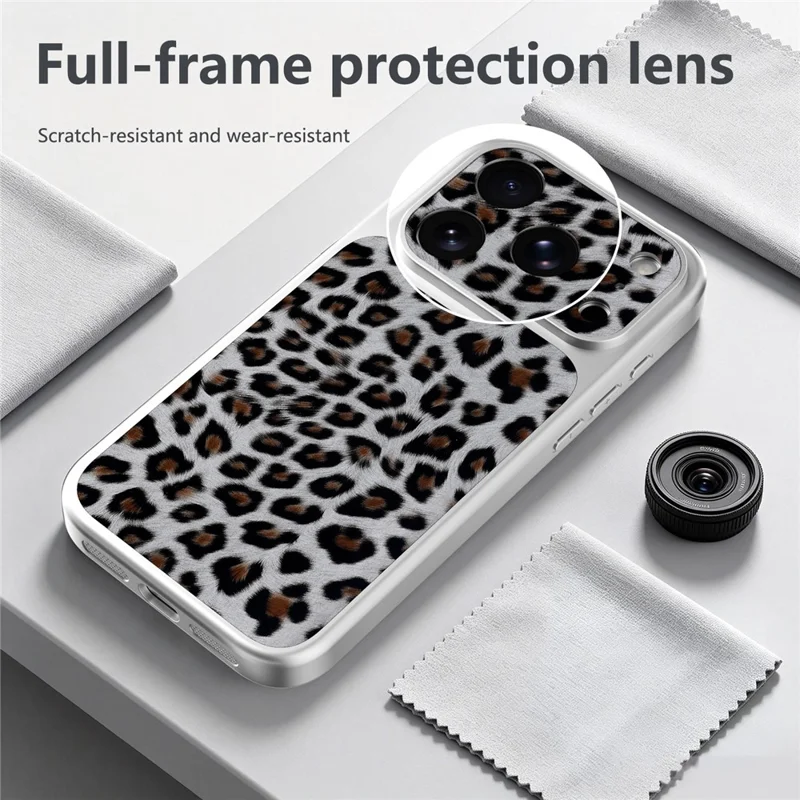 For iPhone 18 Pro Max / 17 Pro Max Case Leopard Print PU Leather Phone Back Cover - Silver