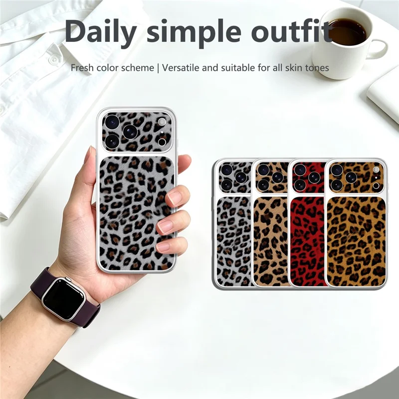 For iPhone 18 Pro Max / 17 Pro Max Case Leopard Print PU Leather Phone Back Cover - Silver