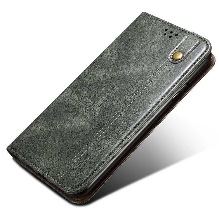 For Samsung Galaxy A14 5G / 4G Waxy Crazy Horse Texture Phone Case Magnetic Auto-absorbed PU Leather Stand Wallet Cover - Green