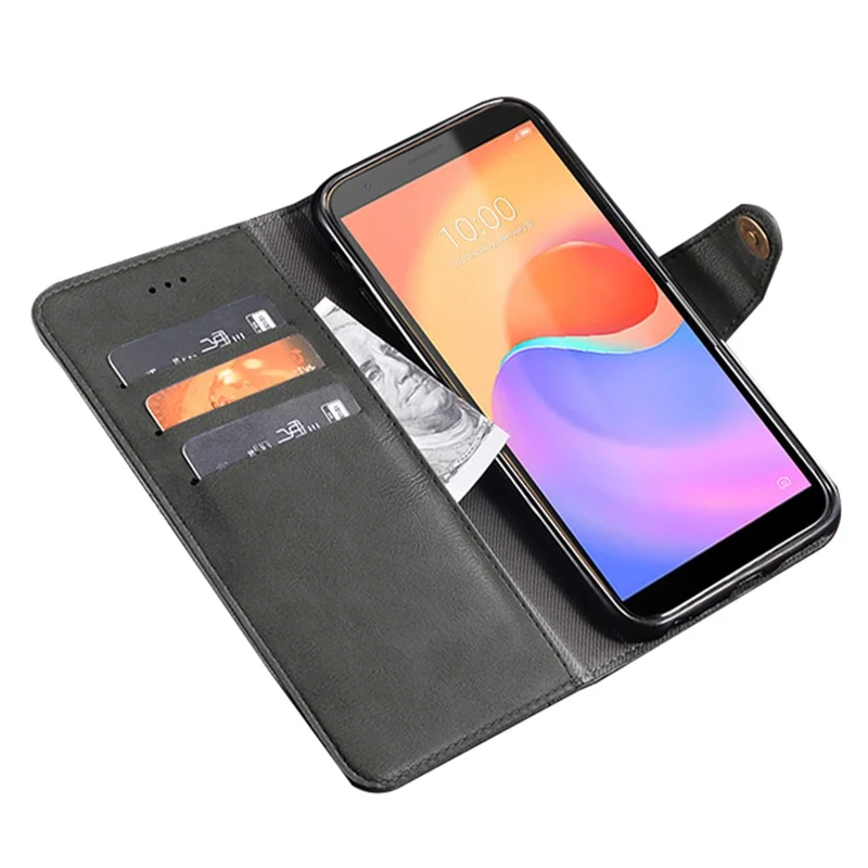 For ZTE Blade A31 Plus Anti-scratch PU Leather Anti-drop Case Rivet Decor Magnetic Wallet Stand Phone Cover - Black