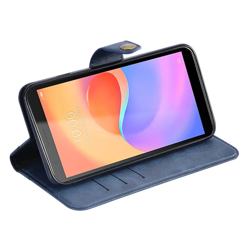 For ZTE Blade A31 Plus Anti-scratch PU Leather Anti-drop Case Rivet Decor Magnetic Wallet Stand Phone Cover - Black
