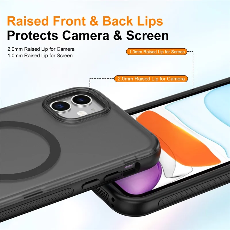 For iPhone 11 Magnetic Case Translucent Matte Skin Touch PC + TPU Phone Back Cover - Black