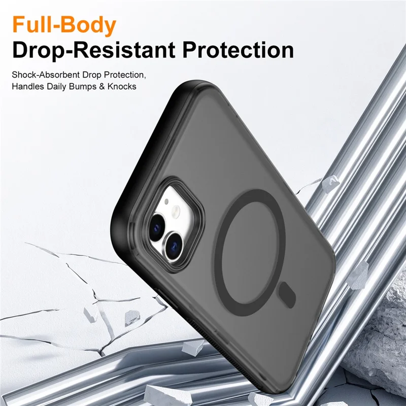 For iPhone 11 Magnetic Case Translucent Matte Skin Touch PC + TPU Phone Back Cover - Black