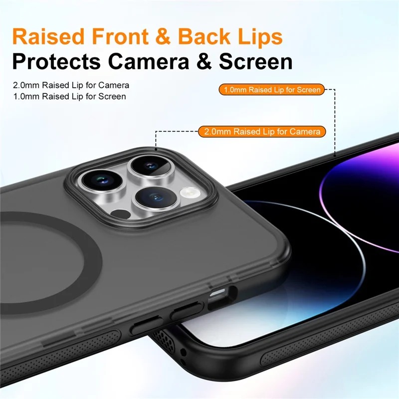 For iPhone 12 Pro Max Magnetic Case Translucent Matte Skin Touch PC + TPU Phone Back Cover - Black