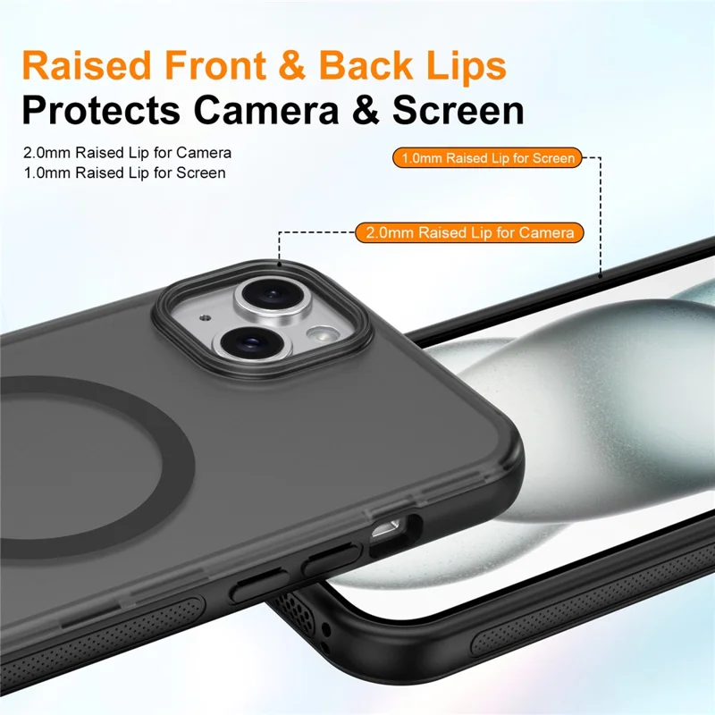 For iPhone 14  /  13 Magnetic Case Translucent Matte Skin Touch PC + TPU Phone Back Cover - Black