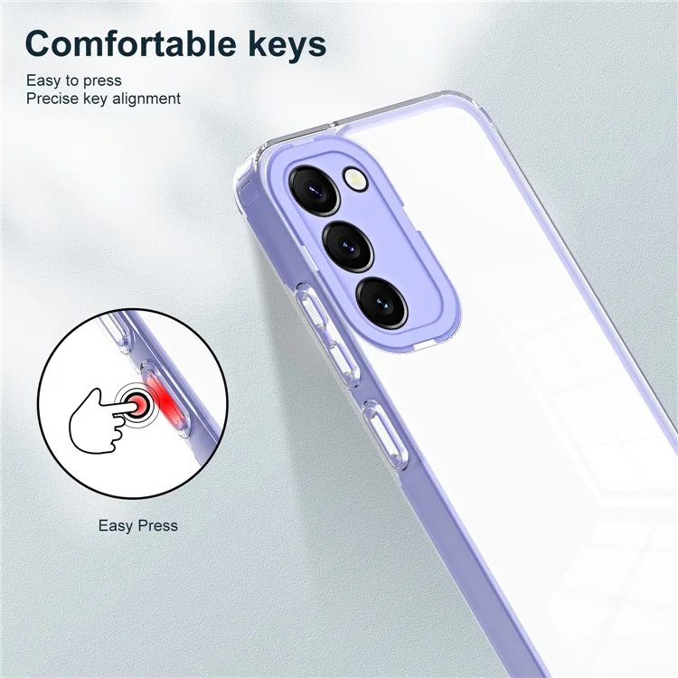 Pour Samsung Galaxy S23 Transparent Phone Case 3-en-1 Backplate TPU + PC Cadre + PC Anneau de protection de la caméra Couverture anti-chute - Violet