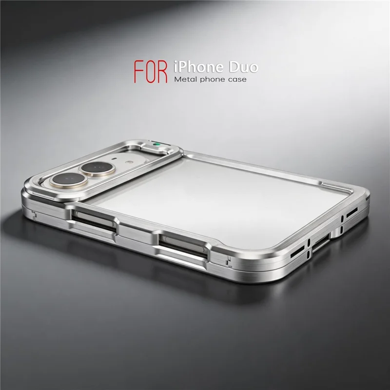 LUPHIE For iPhone Duo Case Metal Bumper Frame Shockproof Phone Cover - Silver