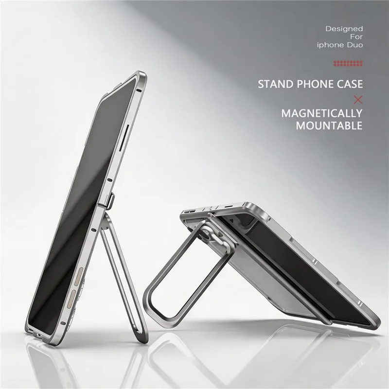 LUPHIE For iPhone Duo Case Metal Bumper Frame Shockproof Phone Cover - Silver