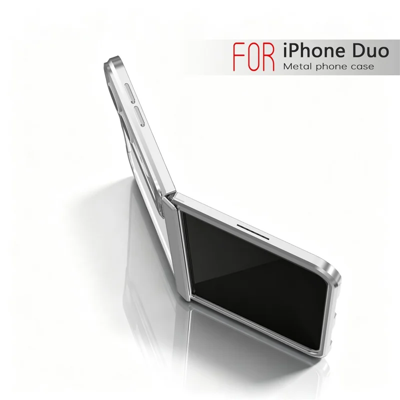 LUPHIE For iPhone Duo Case Metal Bumper Frame Shockproof Phone Cover - Silver