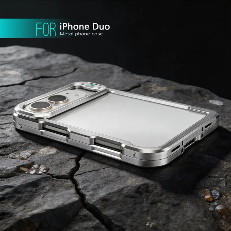 LUPHIE For iPhone Duo Case Metal Bumper Frame Shockproof Phone Cover - Silver