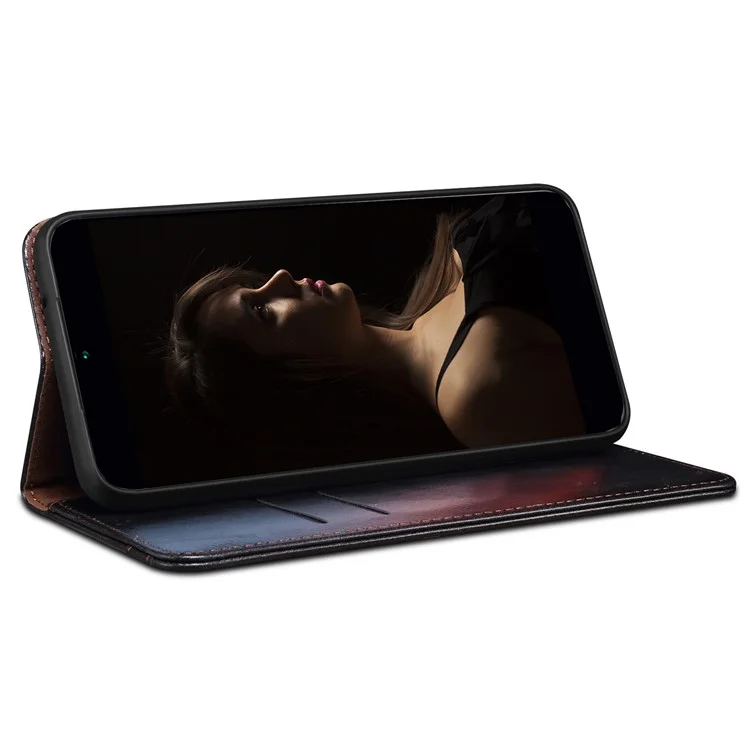 Für Samsung Galaxy A04e 4G Waxy Crazy Horse Textur PU Leder Telefon Hülle Autoschließung Magnetischer Abdeckung Mit Stand Wallet - Schwarz