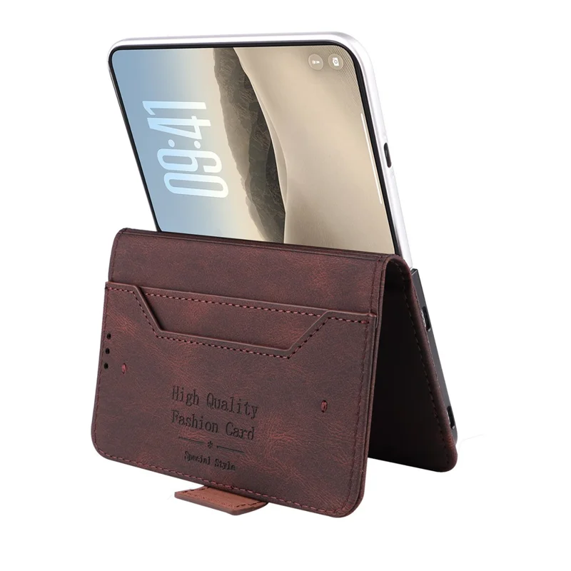 For iPhone Duo Case Leather Wallet Flip Phone Cover with Hardware Decor - Coffee