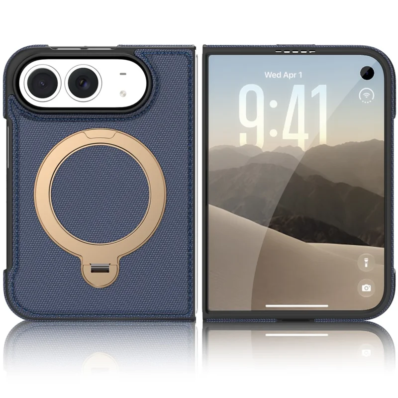 For iPhone Duo Magnetic Case Rotating Kickstand PU Leather + PC + TPU Shockproof Back Cover - Sapphire