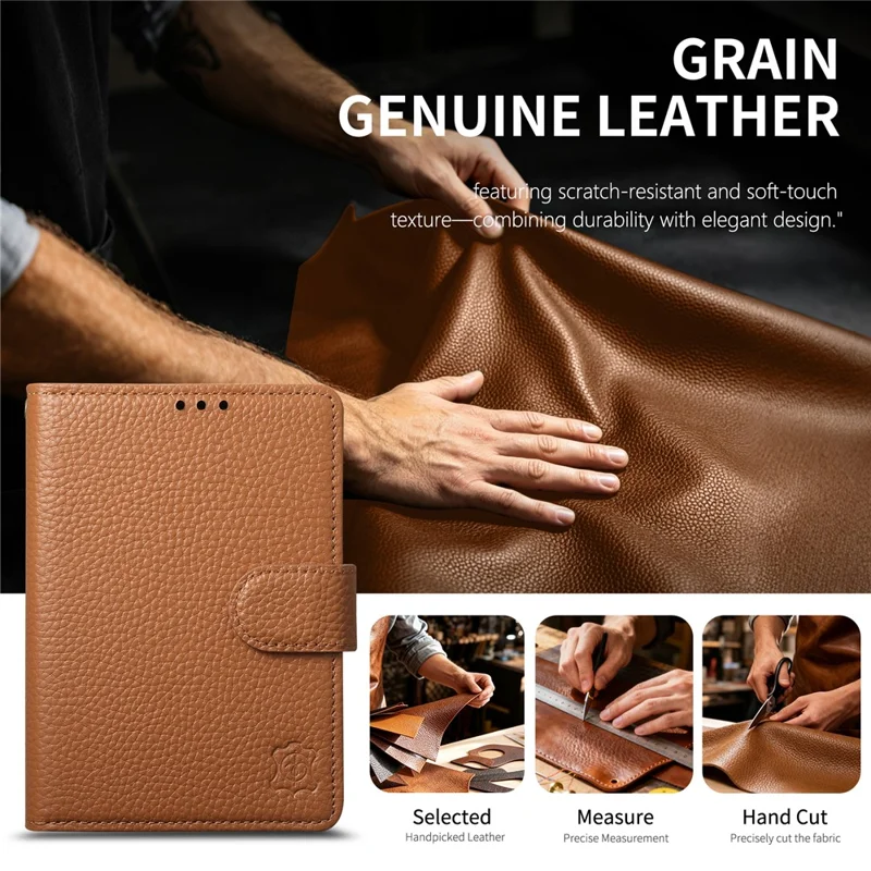 For iPhone Duo Case RFID Blocking Wallet Split Leather Phone Cover - Brown