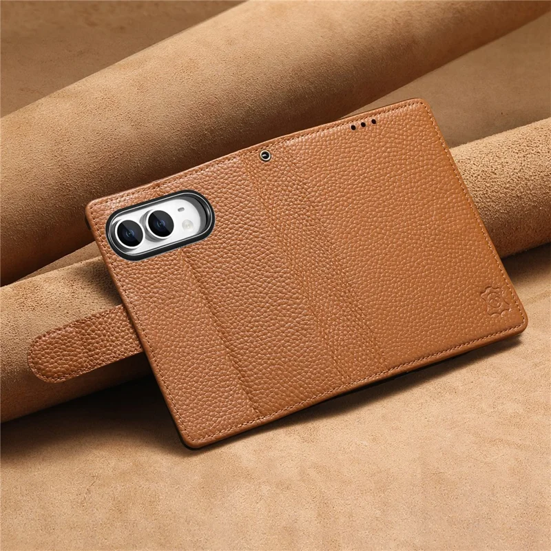 For iPhone Duo Case RFID Blocking Wallet Split Leather Phone Cover - Brown