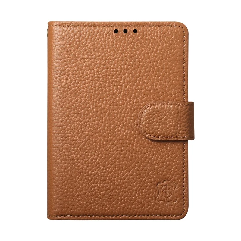 For iPhone Duo Case RFID Blocking Wallet Split Leather Phone Cover - Brown