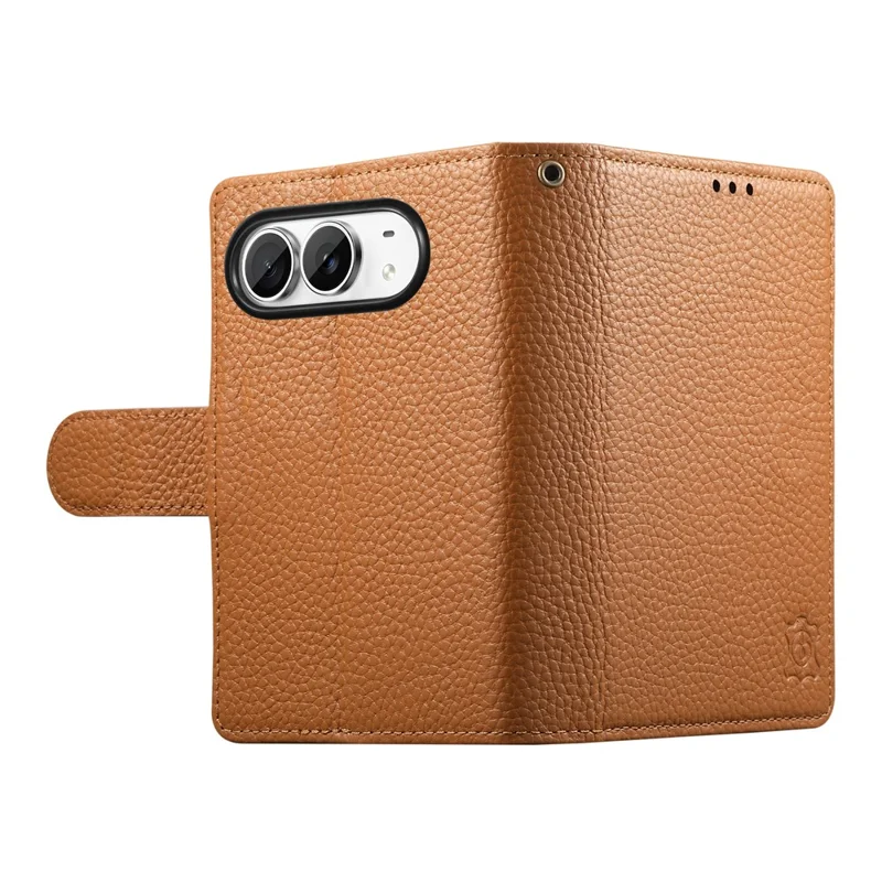 For iPhone Duo Case RFID Blocking Wallet Split Leather Phone Cover - Brown