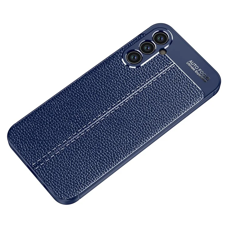 For Samsung Galaxy A34 5G Drop Protection TPU Cover Litchi Texture Phone Shell Anti-Scratch Phone Case - Blue