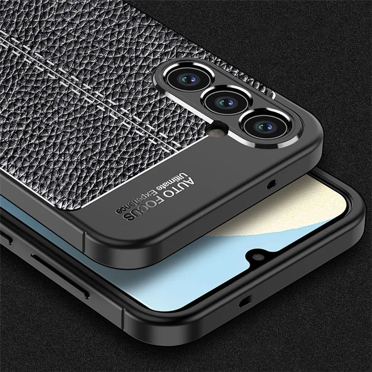 For Samsung Galaxy A34 5G Drop Protection TPU Cover Litchi Texture Phone Shell Anti-Scratch Phone Case - Blue