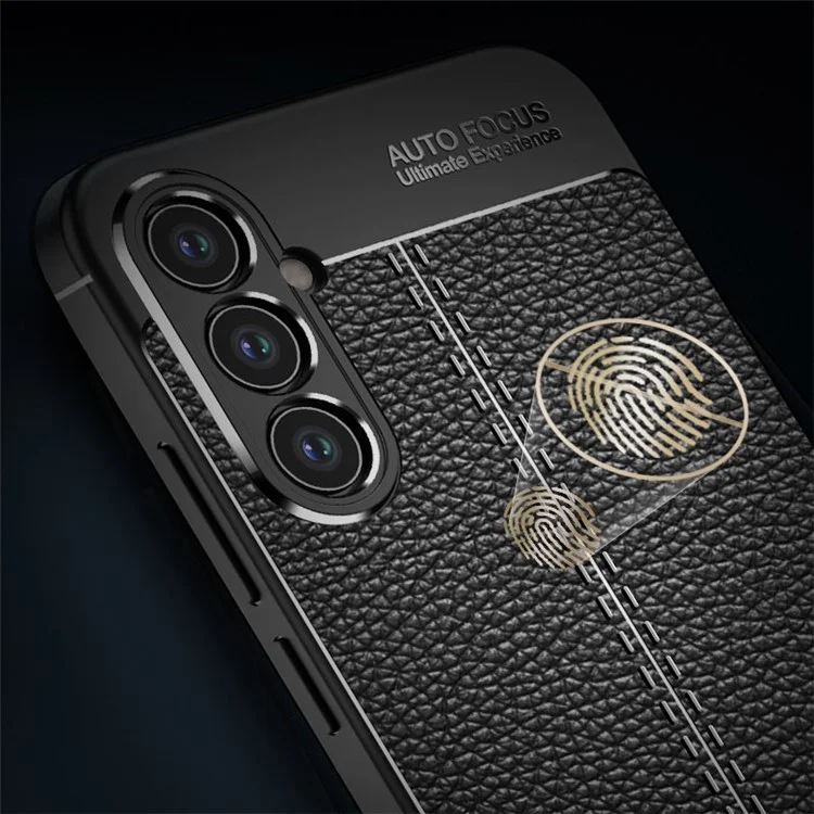 For Samsung Galaxy A34 5G Drop Protection TPU Cover Litchi Texture Phone Shell Anti-Scratch Phone Case - Blue