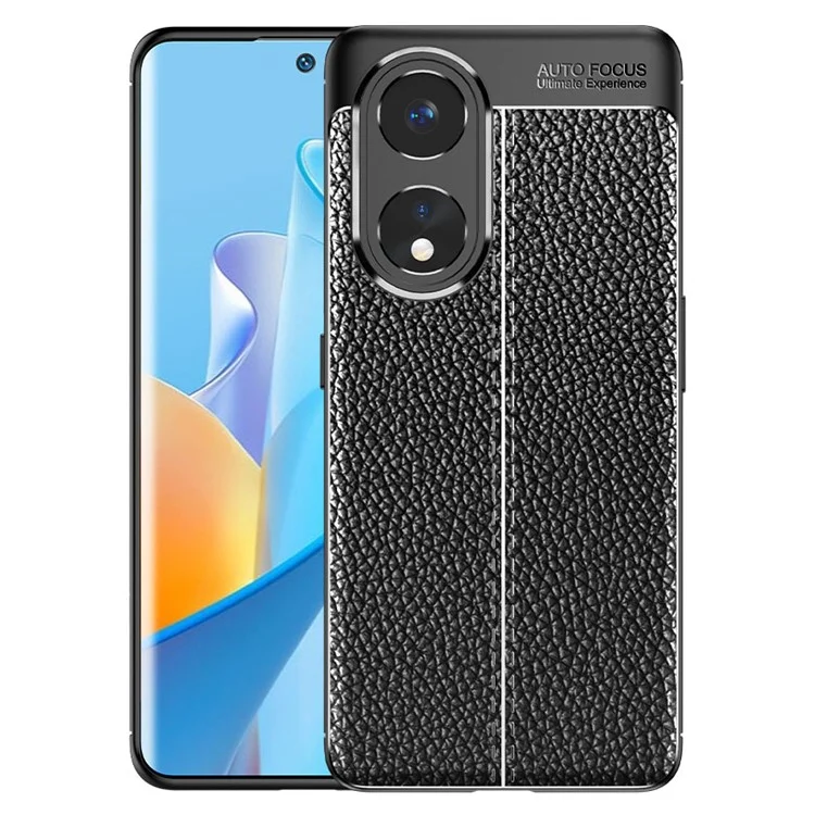 Para Oppo A1 Pro 5G / Reno8 T 5G Capa de TPU com textura de lichia à prova de choques Capa anti-arranhões - Preto