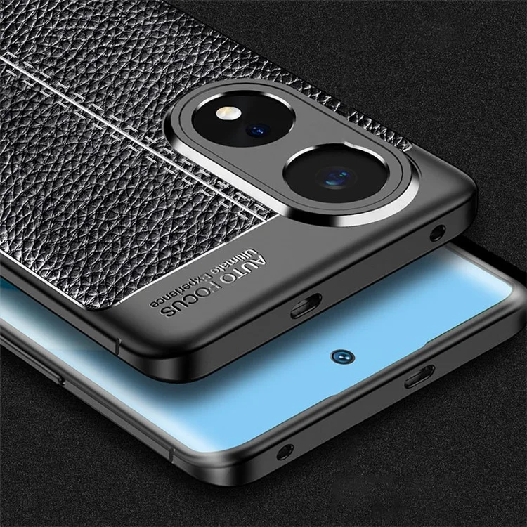 Para Oppo A1 Pro 5G / Reno8 T 5G Capa de TPU com textura de lichia à prova de choques Capa anti-arranhões - Preto