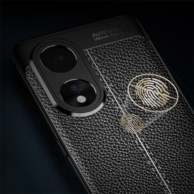 Para Oppo A1 Pro 5G / Reno8 T 5G Capa de TPU com textura de lichia à prova de choques Capa anti-arranhões - Preto