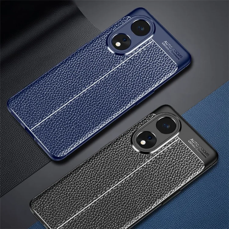 Para Oppo A1 Pro 5G / Reno8 T 5G Capa de TPU com textura de lichia à prova de choques Capa anti-arranhões - Preto