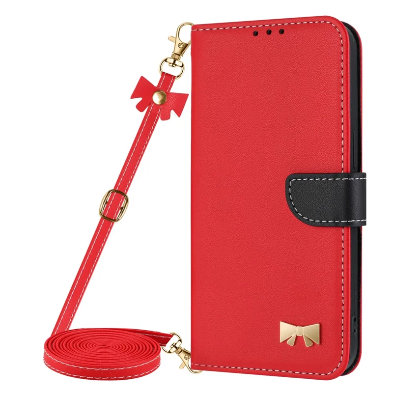 For Honor Magic9 Pro Max 5G Case Bowknot Decor Wallet Leather Phone Cover with Wrist Strap - Red
