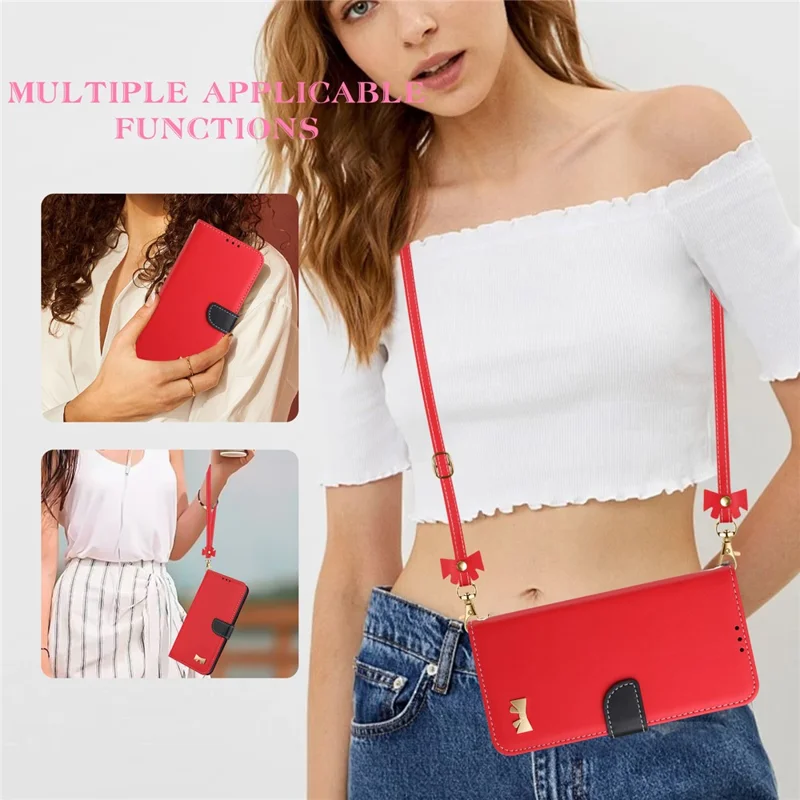 For Honor Magic9 Pro Max 5G Case Bowknot Decor Wallet Leather Phone Cover with Wrist Strap - Red