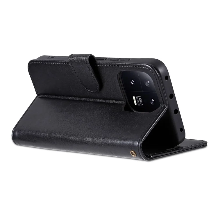 Azns Phone Flip Skellet Case Для Xiaomi 13 5G, Защитная Обложка по Телефону с Кремами PU с Подставкой Для Просмотра - Черный