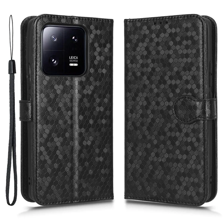 Copertina di Telefonia Cellulare Anti-drop Per Xiaomi 13 5G Pot Pot Espresed PU Phellet Custolet - Nero