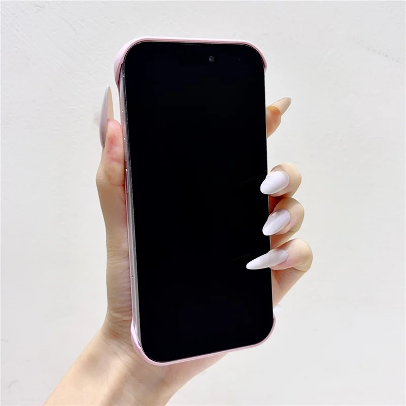 For iPhone 18 Pro Max / 17 Pro Max Borderless Case PU Leather Diamond Pattern Shockproof Phone Cover - Pink