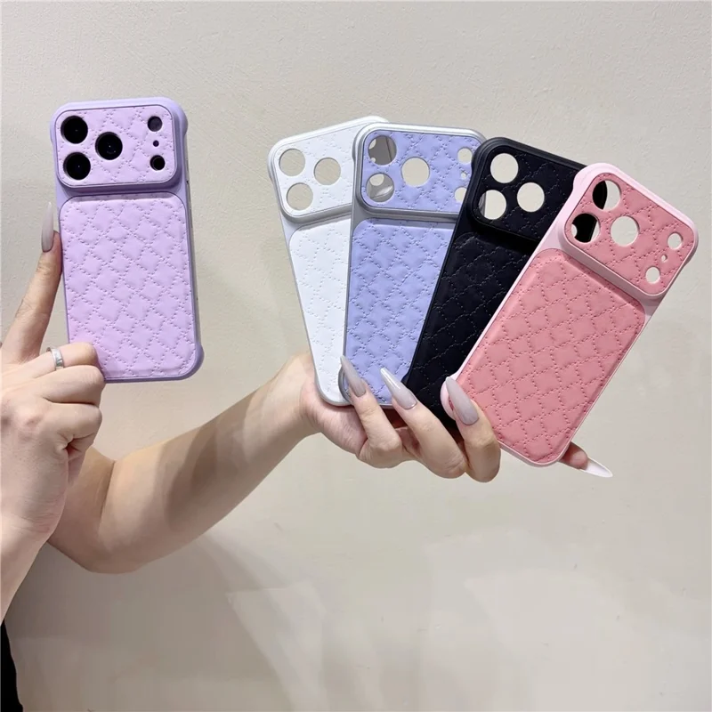 For iPhone 18 Pro Max / 17 Pro Max Borderless Case PU Leather Diamond Pattern Shockproof Phone Cover - Pink