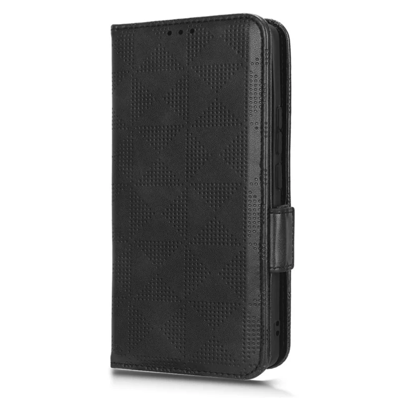 Protective Phone Cover For Xiaomi 13 Pro 5G, Imprinted Triangle Pattern PU Leather Anti-fall Flip Wallet Case Stand with Hand Strap - Black