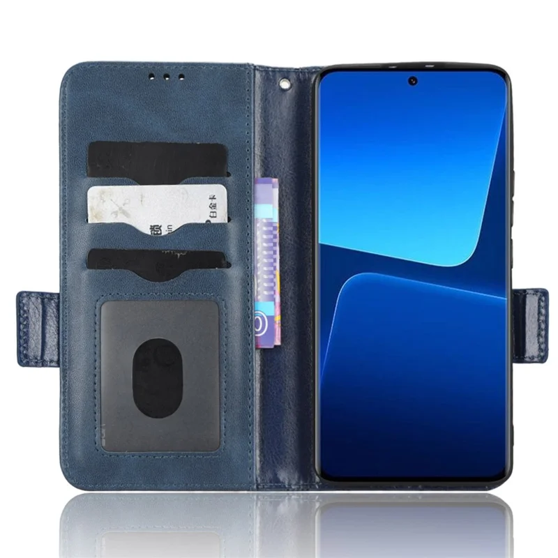 Beschermende telefoonhoes voor Xiaomi 13 Pro 5G, geprinte driehoekpatroon PU-leer anti-val klapwallet hoes met standaard en handband - Blauw
