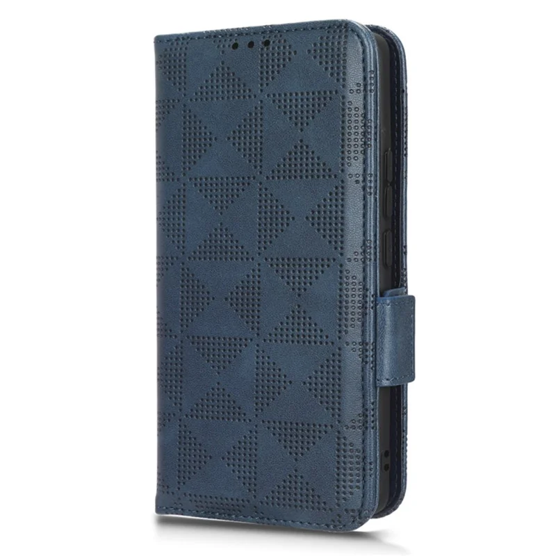 Beschermende telefoonhoes voor Xiaomi 13 Pro 5G, geprinte driehoekpatroon PU-leer anti-val klapwallet hoes met standaard en handband - Blauw