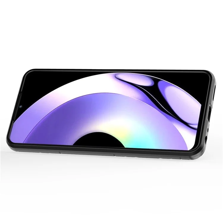 Pour le Porte-anneau Realme 10 Pro 5G Bootstand Téléphone PC Hard PC + Soft TPU Double Couche Anti-drop Back Cover - Noir