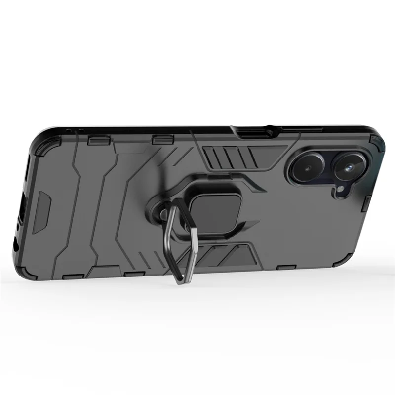 Anti-scratch Phone Case For Realme 10 4G, Ring Holder Kickstand Shockproof Protective Phone Back Cover - Black