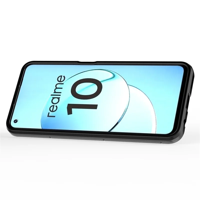 Anti-scratch Phone Case For Realme 10 4G, Ring Holder Kickstand Shockproof Protective Phone Back Cover - Black