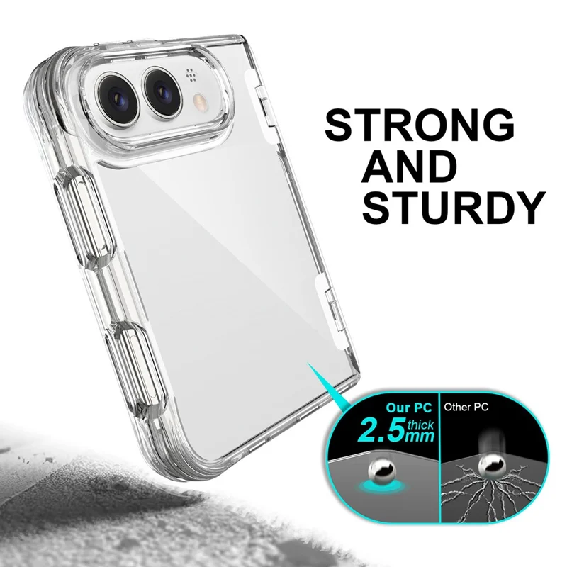 For iPhone Duo Case Hinge Protection Clear TPU + PC Shockproof Phone Cover - Transparent